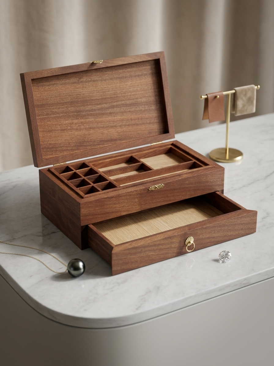 Écrin Héritage — Coffret à bijoux en acajou massif