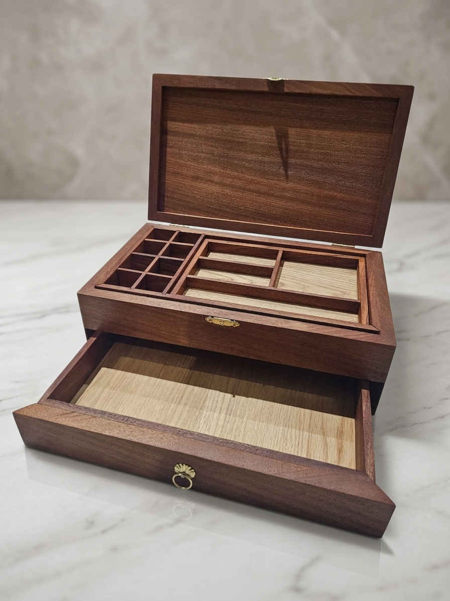 Écrin Héritage — Coffret à bijoux en acajou massif