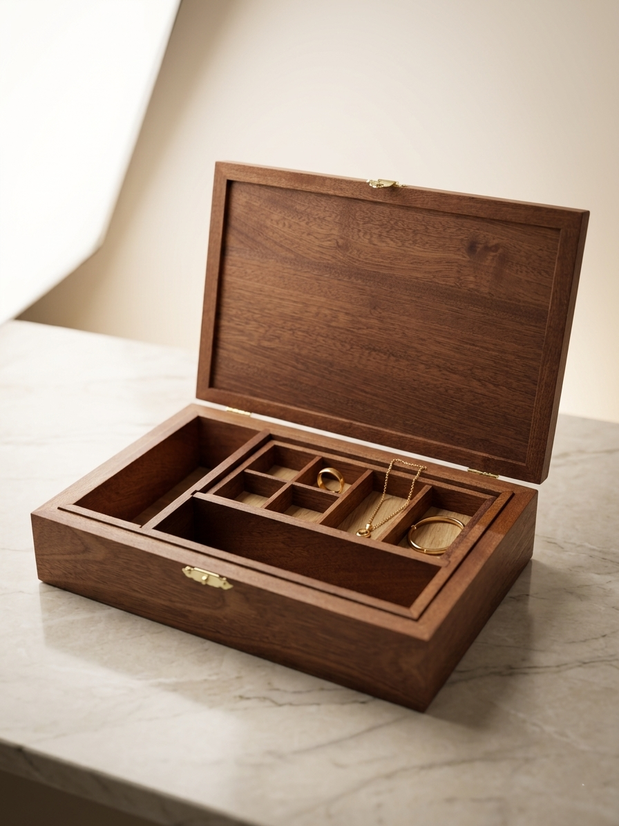 Écrin Signature — Coffret à bijoux en acajou massif
