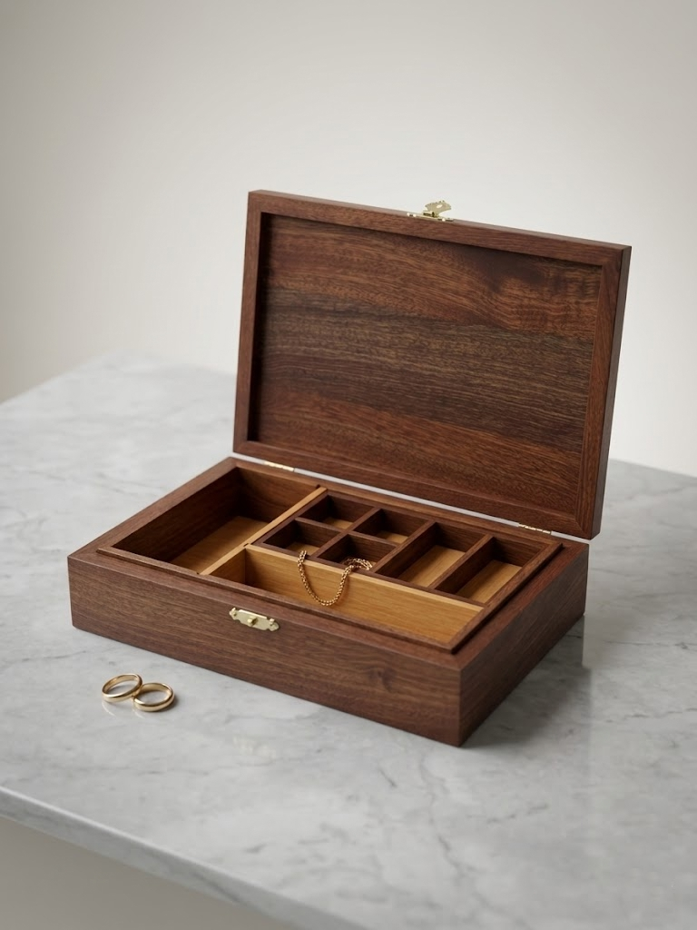 Écrin Signature — Coffret à bijoux en acajou massif