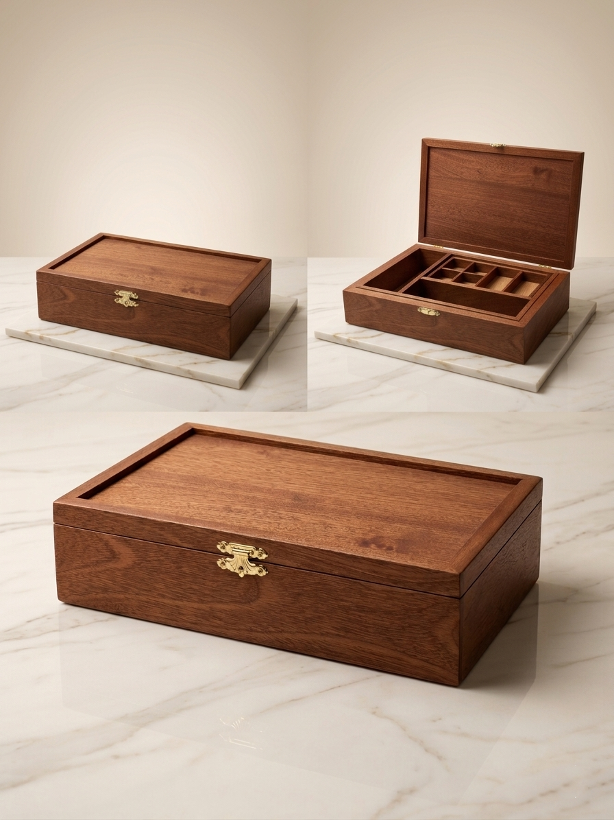 Écrin Signature — Coffret à bijoux en acajou massif