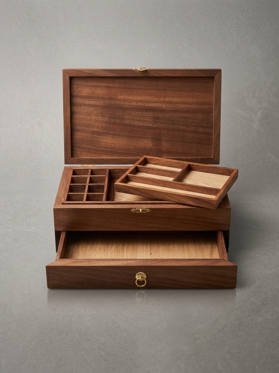 Écrin Héritage — Coffret à bijoux en acajou massif