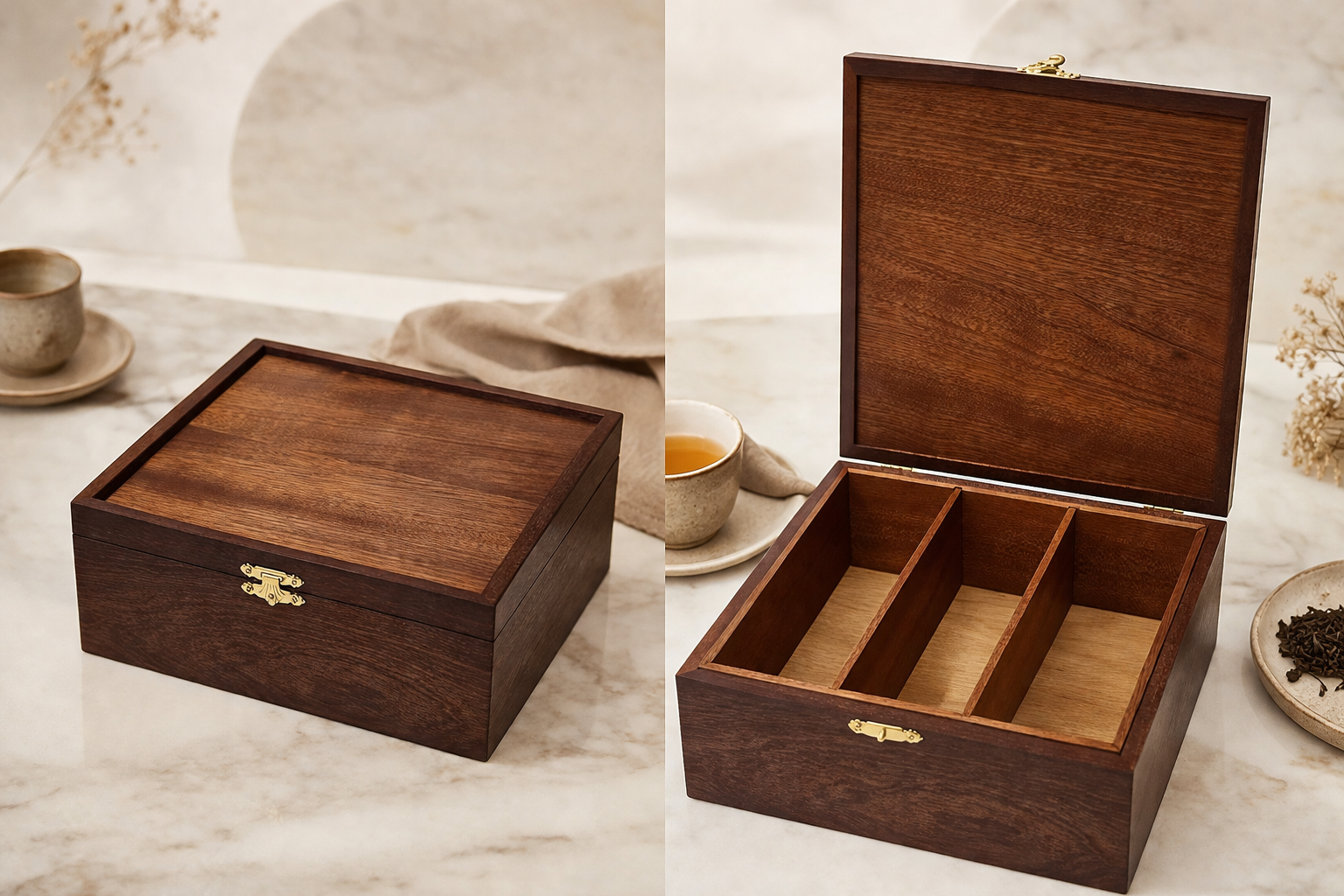 Coffret à thé "Cérémonie" — Acajou Massif
